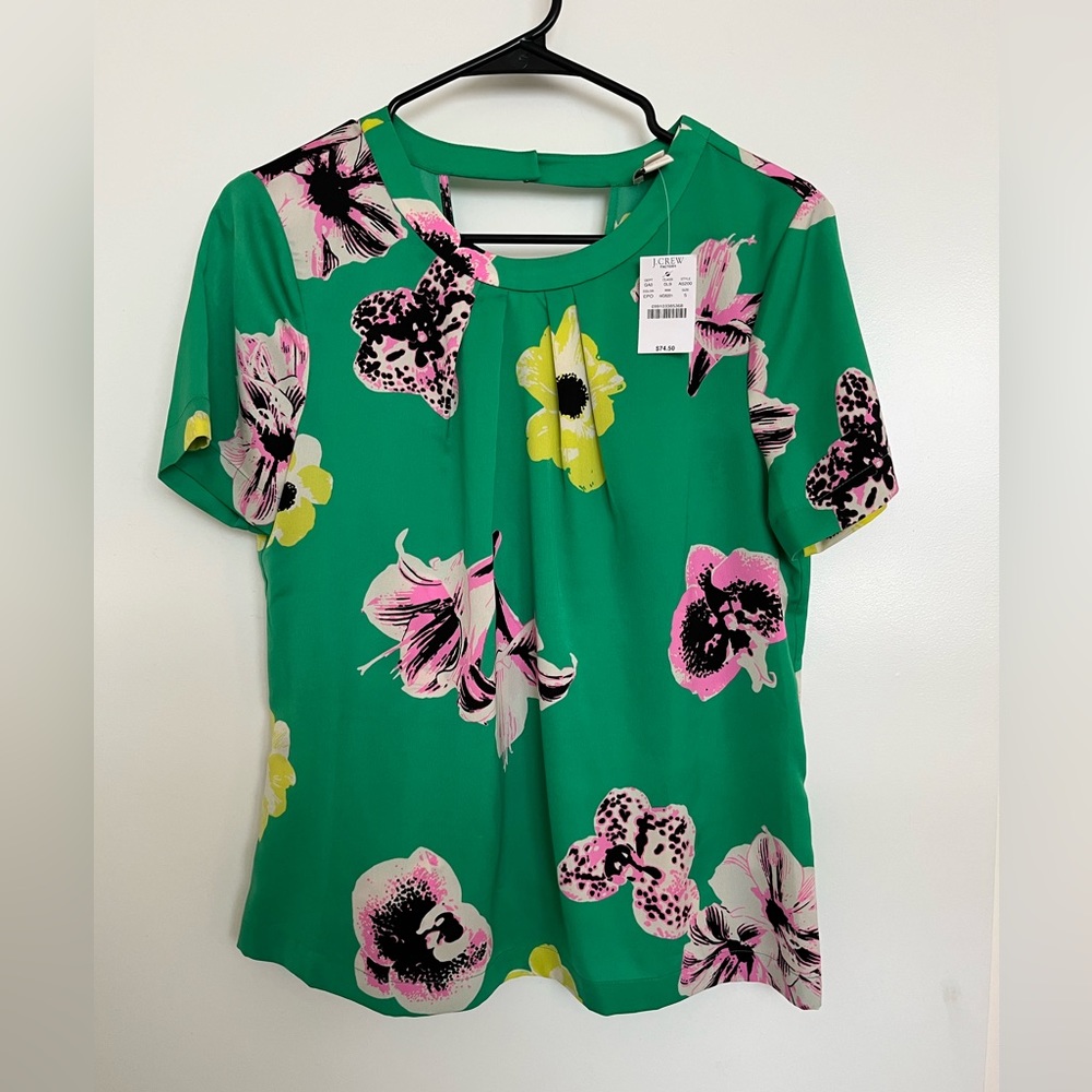 JCrew Factory Iconic Punk Floral Silk Blouse